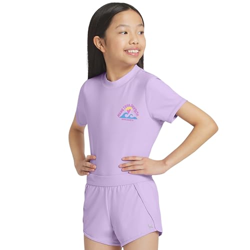 Image of Eddie Bauer Girls' UPF 50+ Rash Guard Sun Tee Shirt and Swim Short Set