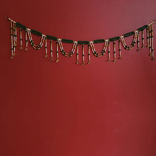Image of Handmade Door Hanging Round Moti Latkan Style Bandarwal Toran (TMR-14) -Diwali New Year Inauguration Wedding Festival Home Decor Pooja (40 Inch X 6 Inch)
