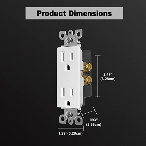 Cml 15 Amp Decorator Wall Receptacle Outlet, Child-Safe Tamper Resistant, 15A/125V, 3-Year Warranty, Ul Listed, 20 Pack, White #TOP6