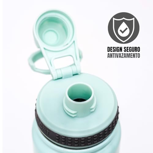 Garrafa de Água Térmica Em Aço Inoxidável Antivazamento Com Alça e Infusor 750ml (Verde Água)
