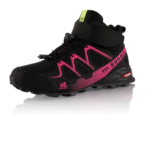 Fusskleidung® Damen Herren Wanderschuhe Trail Running Stiefel Wanderstiefel Schwarz Pink EU 39
