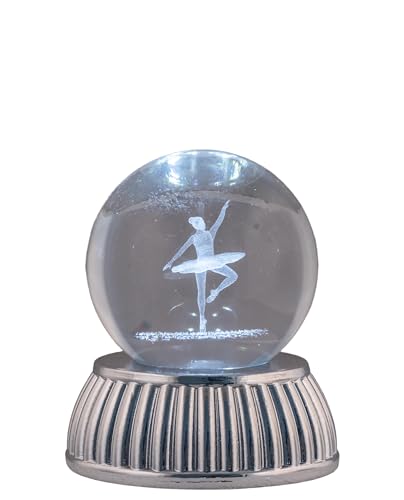 Bagutta 2026 sfera in cristallo su base decorativa bomboniera idea regalo elegante matrimonio comunione cresima anniversario nascita battesimo (Ballerina, Diametro 6 cm con base argentata)