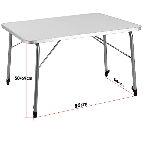 Deuba® Folding Trestle Camping Table | Height-Adjustable | 2.6FT / 80cm Length | MDF Top | Aluminium Frame | Outdoor Indoor | Foldable | Picnic BBQ Dining Portable Garden Table - Image 2