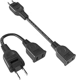 AKIRARI 電源延長コード 電源タップ 1個口 すっきり配線 15A 1500W 0.1m～10mまで選べる 耐寒 耐熱 トラッキング 火災予防絶縁キャップ 延長ケーブル 延長コード ACアダプタ用 スイングプラグ ソフト 電源増設 RoHS 省スペース (ブラック色, 10cm, 2本)