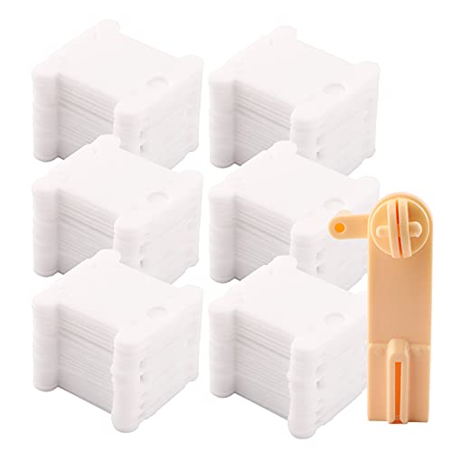 Paquete de 300 bobinas de pl�stico para tarjetas de hilo de hilo de punto de cruz,clips organizadores de soporte de hilo de hilo de bordado para manualidades de hilo de algod�n White