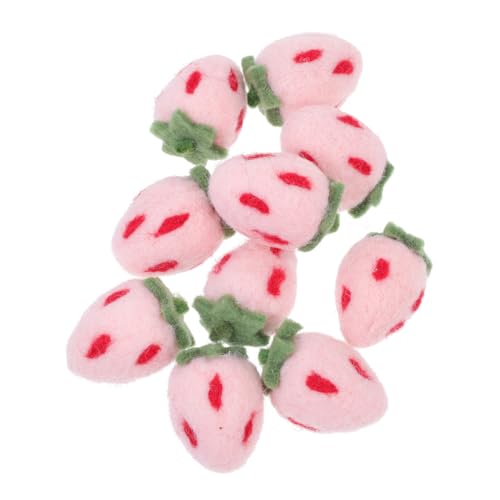 DOITOOL Wool Felt Decor 10pcs Strawberry Shape Crafts Handmade Wool Felting for Home and