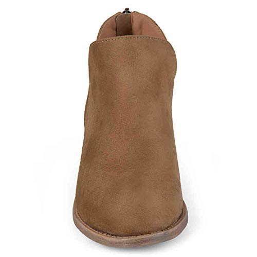 YDN Women's Mid Heels Ankle Bootie Almond Toe Block Low Heel Pumps Classic V Cut Back Zipper Shoes Size 4-15 US4