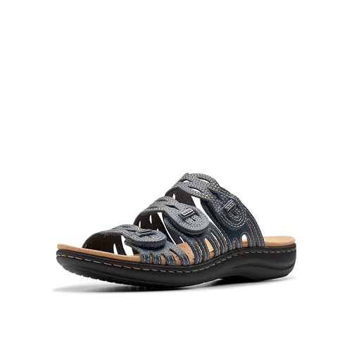 Clarks Women's Casual Flat Sandal, Blue Grey, 11 Narrow