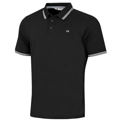 Calvin Klein Mens Campus Tipped Polo Shirt - Black Tipped - XXL