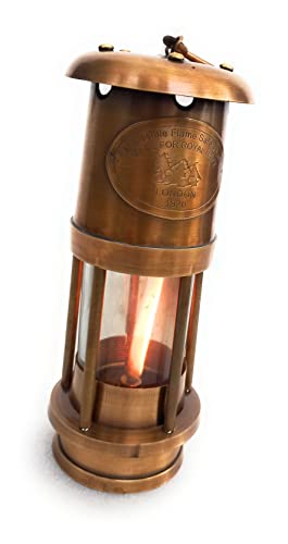 Miner Lamp 16Cm - Oil Burning Hurricane Lamp Vintage Rustic Look Camping Lantern- Royal Navy Replica Housewarming Table Top Gifts For Him & Her #TOP23