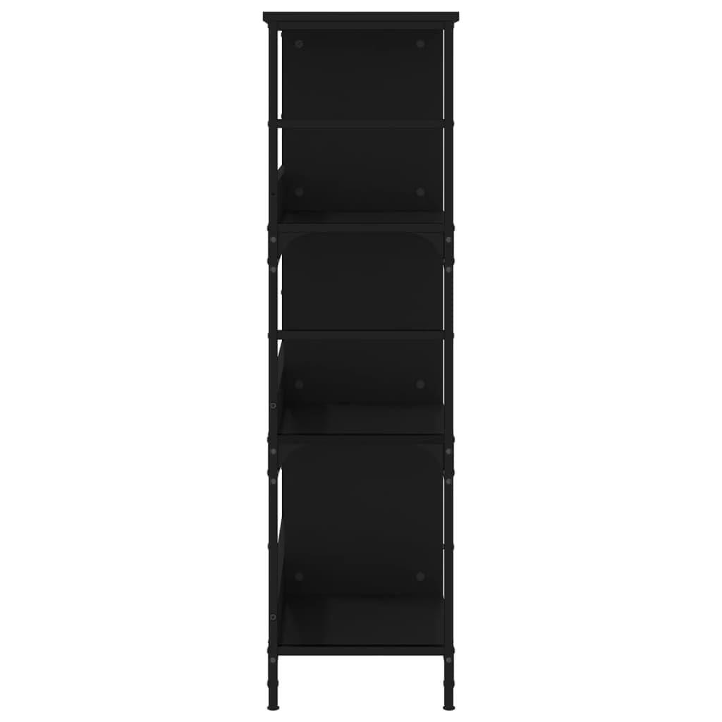 Estantería negra 78,5 x 33 x 117,5 cm, material de madera con marco de acero, diseño industrial moderno, generoso 6 compartimentos, para salón, oficina, dormitorio, pasillo