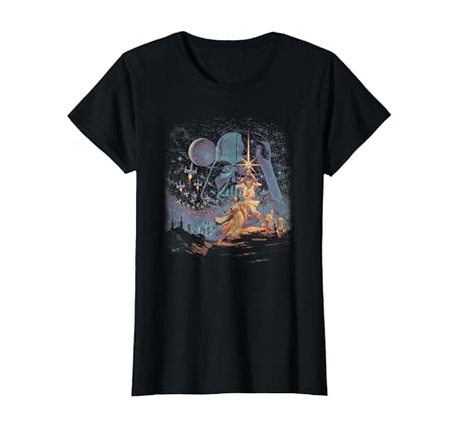 Star Wars A New Hope Retro Poster T-Shirt, Women, Black, X-Small