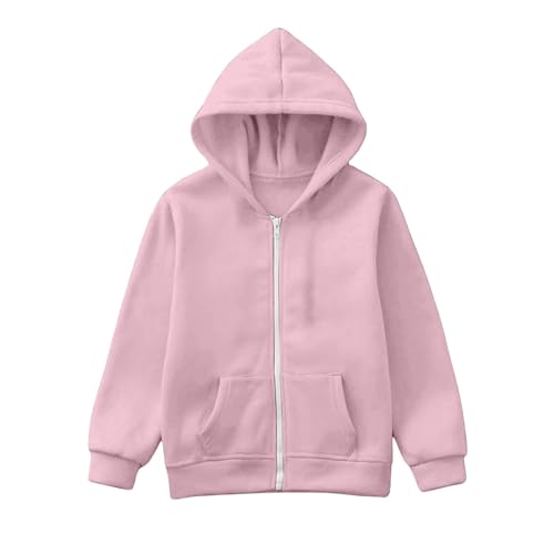 Girls Boys Full Zip Up Hoodie Solid Color Casual Lightweight Fleece Soft Comfort Jacket Sweatshirt with Pocket4