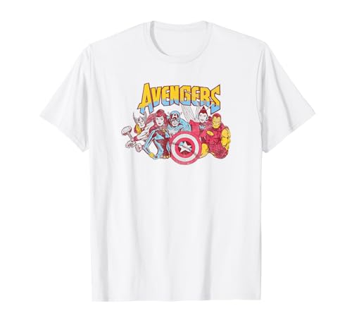 T-shirt Marvel Comics Retro Avengers au graphisme vintage authentique et finitions soignées