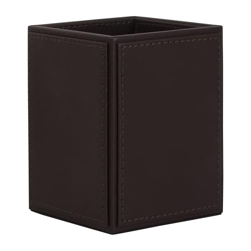 Image of V-CUBE DESIGNS Premium Vegan Leather Pen Holder for Desk & Study Table Accessory | Marker /Pencil Stand for Student | Stationery Organizer for Office Table & Home | 6mm Thickness with MDF Core |Brown