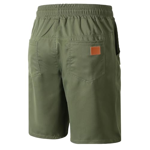 Men's Drawstring Solid Classic Beach Short Casual Twill Workout Summer Shorts Elastic Waist Loose Fit Outdoor Shorts4