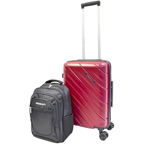 Karriage-Mate Expandable Hardside Carry-On Luggage Set with a Laptop Backpack, Suitcase with Eight Spinning Wheels, 20-Inch and Scratch-Resistant Surface (Red) Cover
