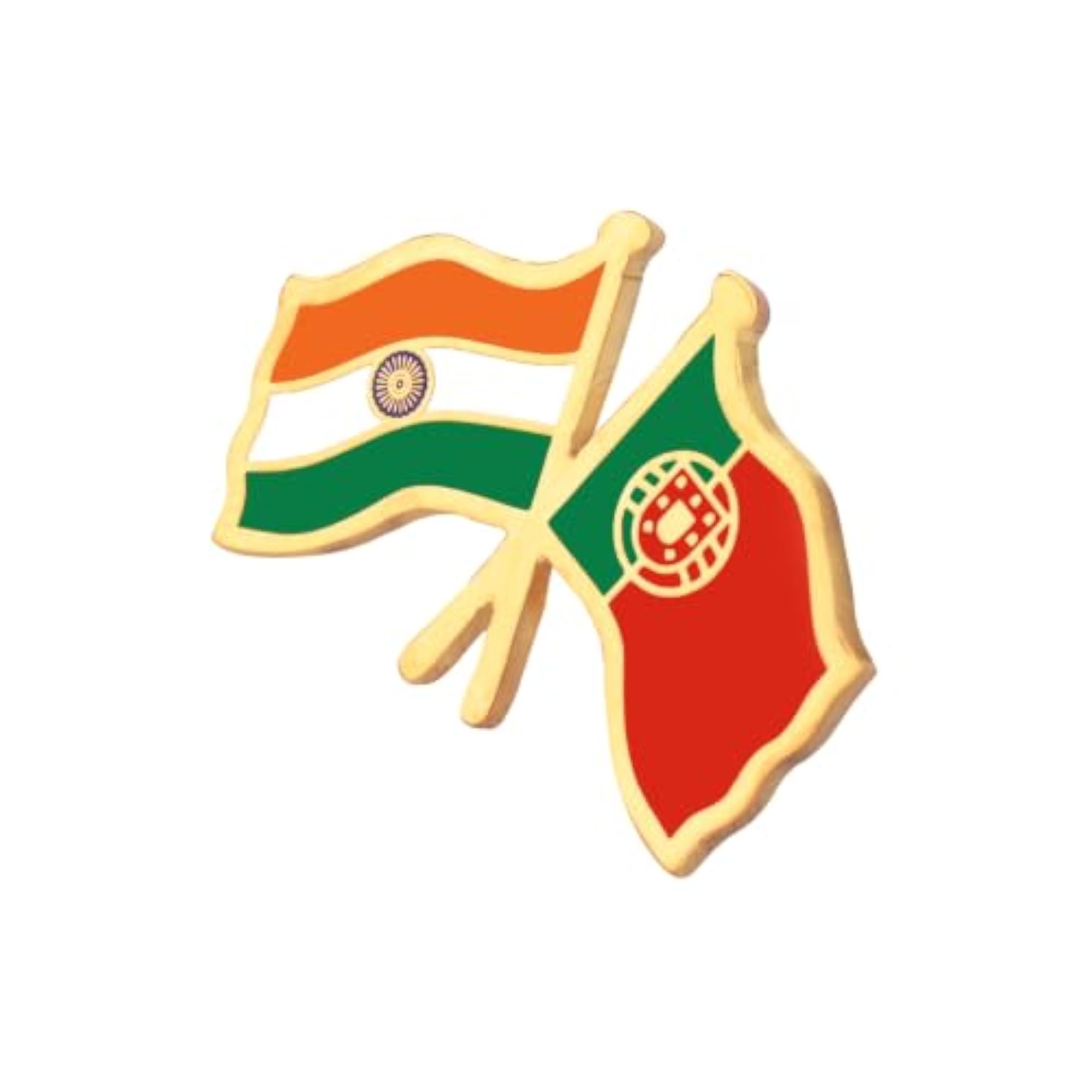 Portugal Twin Flag Brass Lapel Pin Enamel Brooch