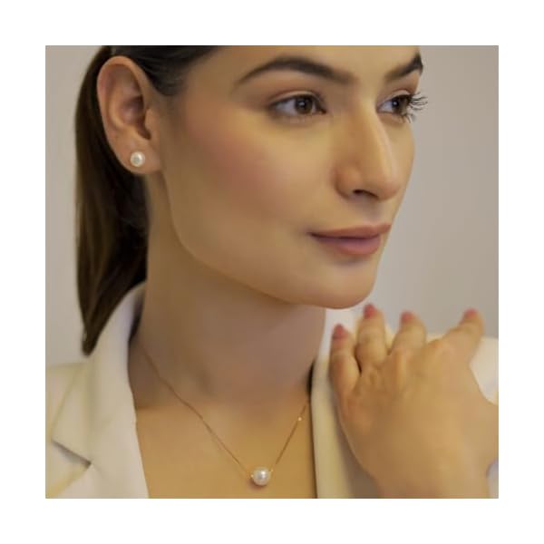 ZAVYA Rose Gold Plated Freshwater Pearl 925 Pure Silver Jewellery Set Trio with Rose Gold Chain With Authenticity Certificate CJS 10013|Mother's Day special - Image 5
