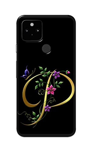 Image of Printed Hard Back Cover Case for Google Pixel 5 Back Cover (Alphabet P) -1803