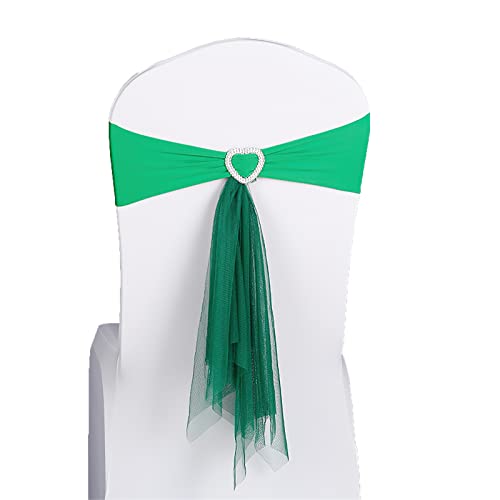 Lazos de licra elástica for sillas, bandas elásticas con hebillas y deslizadores, fundas for Navidad, bodas, banquetes, hoteles, eventos y decoraciones.(Green,10PCS)