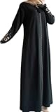 Women's Embroidered Sleeves Abaya And Embroidered On The Side Of The Zipper Long Sleeve Floor Length Turkish Islamic Fashion (Black, Medium)