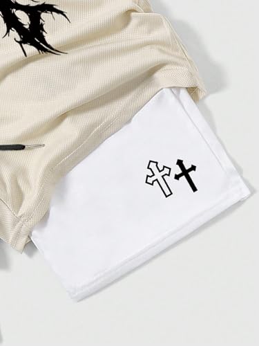 QJQ Men's 2 in 1 Goth Graphic Drawstring Elastic Waist Shorts Summer Casual Workout Athletic Gym Track Shorts4