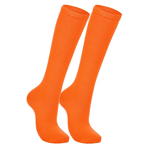 Image of Zando Knee High Socks for Women Striped Athletic Long Tall Tube Socks Outdoor Sports Casual Thigh High Stockings