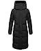 MARIKOO Damen Langer Wintermantel warmer Steppmantel mit abnehmbarer Kapuze und magnetischen Details Chumanii XVI Black Gr. L