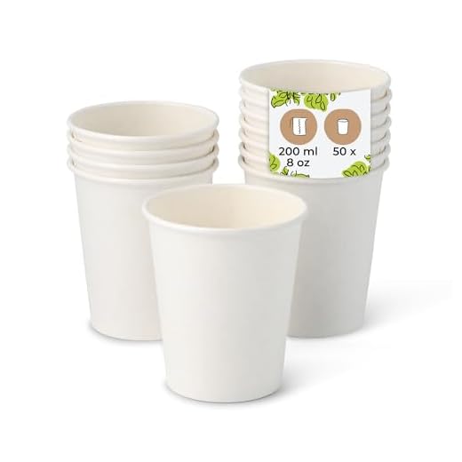 BIOZOYG Vaso Hecho de cartón orgánico I vajillas Desechables Vaso de Beber Taza Hecho de Papel Taza compostable y Vaso Biodegradable Iblanca, no Impresa 50 Unidades 200 ml 8 oz