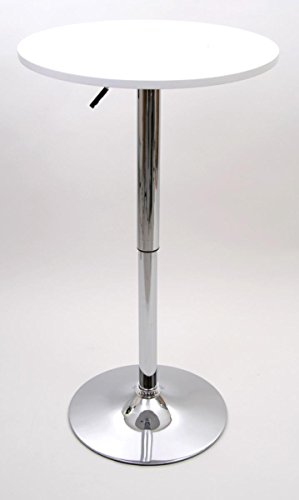 Bistro-Tisch, weiß, runde Holzplatte, höhenverstellbar 84-104 cm -"Stuttgart" Cover