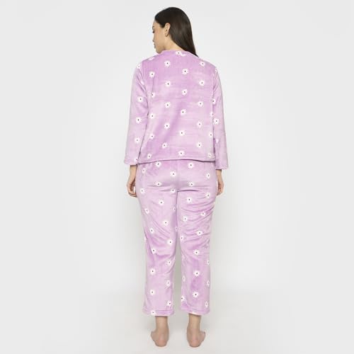 Image of CAMEY Women's Printed Full Sleeve Round Neck /V-Neck Top and Pajama Pants with Pockets