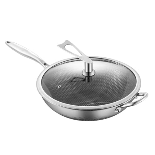 Wok de acero inoxidable con tapa diámetro 34 cm miniatura 1