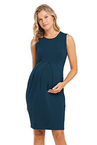 Laclef Women's Sleeveless Formal Bodycon Maternity Dress, Medium, Teal Solid #TOP26
