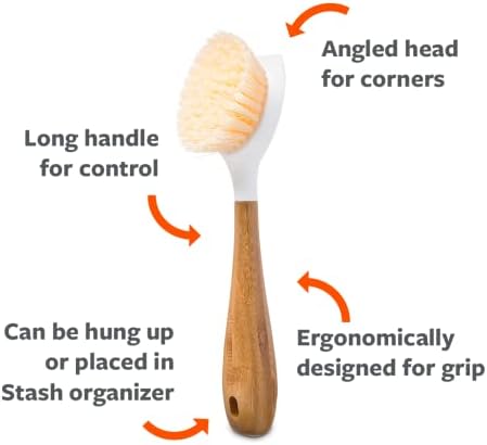 Full Circle Good Dish Brush White FC10108W, Bamboo, 6.5 x 4.8 x 23 cm