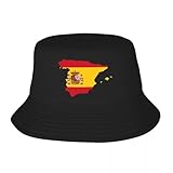 Mapa Personalizado Unisex de la Bandera de España Bucket Hat Beach Sol Español Patriótico de Verano Sombrero de Pesca Estilo versátil