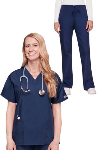Cherokee Scrub Set for Women V-Neck Top & Flare Drawstring Pant