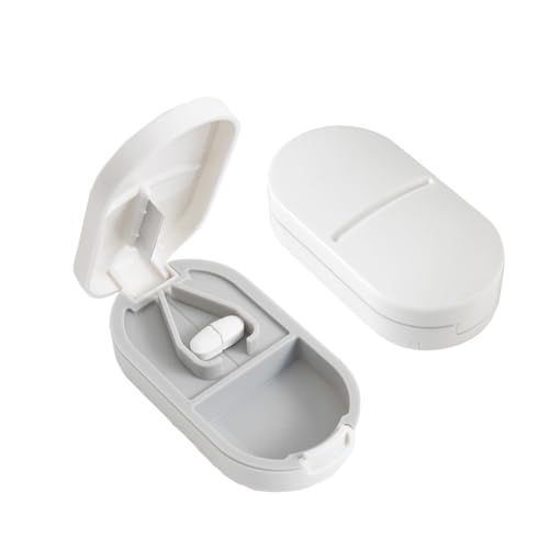 Pill Cutter with Storage - White