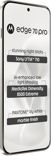 Image of Motorola Edge 70 Pro 5G (Marble - Pantone Lily White, 12GB RAM, 256GB Storage) | MediaTek Dimensity 8500 Extreme Processor | 50MP + 50MP Dual Rear Camera | 50MP Front Camera | 6.8-inch Display |