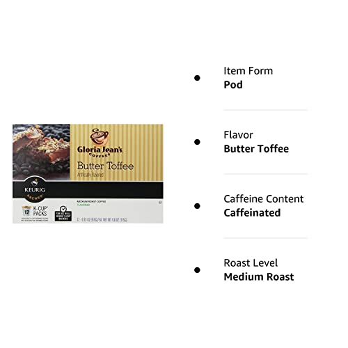 Gloria Jean's Coffees Butter Toffee, Single-Serve Keurig K-Cup Pods, Flavored Medium Roast Coffee, 72 Count #TOP5