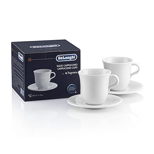 De'Longhi DLSC309 Tasses en céramique-Cappuccino x 2, Porcelaine, 270 milliliters, Blanc