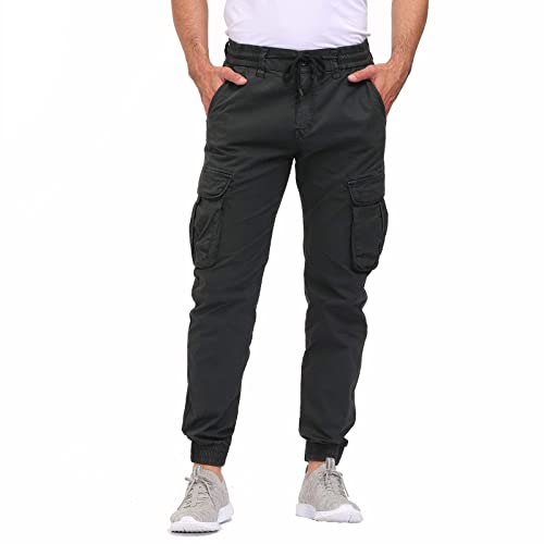 LEPOAR Mens Hiking Cargo Pants Joggers Slim Fit Stretch Lightweight Casual Work Pants with Pockets Black 33