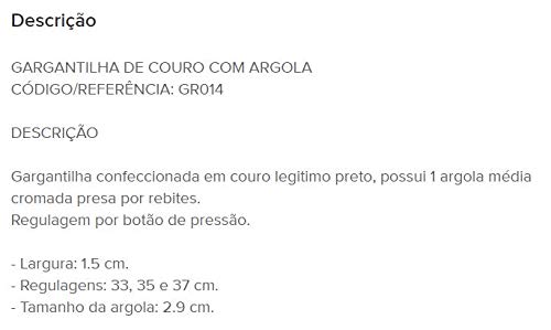 Gargantilha Choker Couro Com Argola Metal ROCK