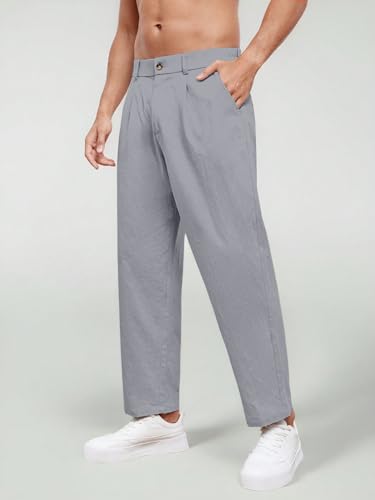 Image of Aahwan Khaki Solid Men's Regular Fit Cotton Slant Pocket Straight Leg Pants