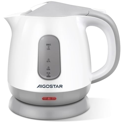 Aigostar Juliet- Wasserkocher Klein 1 Liter, 1100W, Niedriger Stromverbrauch, BPA-Frei, Mini Wasserkocher für Schlafzimmer, Reisen, Camping, Büro, Kompakt & Leicht, Abnehmbarer Filter, Weiß Grau Aigostar Juliet- Wasserkocher Klein 1 Liter, 1100W, Niedriger Stromverbrauch, BPA-Frei, Mini Wasserkocher für Schlafzimmer, Reisen, Camping, Büro, Kompakt & Leicht, Abnehmbarer Filter, Weiß Grau