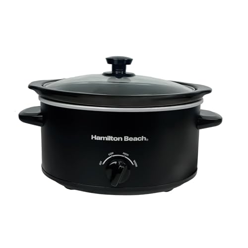 Hamilton Beach 3.5L Comfort Cook Slow Cooker, 160W Energy-Efficient Design, Removable Oven-Safe Ceramic Bowl, 3 Heat Settings, Compact for 2-4 People, Easy Clean, Black - HBSC040B