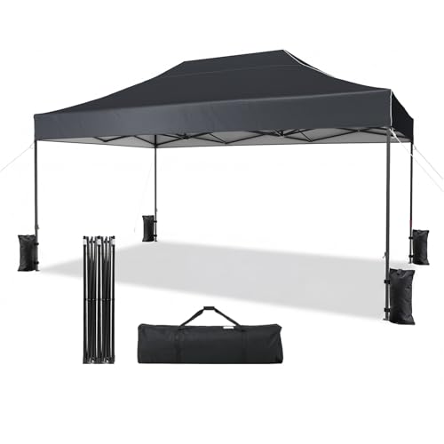 Image of Aoxun 3x4.5 Pop Up Gazebo Heavy Duty Metal 4m x 3m Waterproof Tent Grey