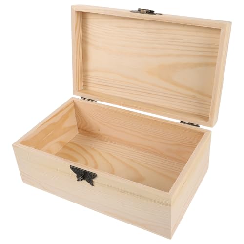 Boîte bois naturelle avec couvercle à charnière et fermoir robuste