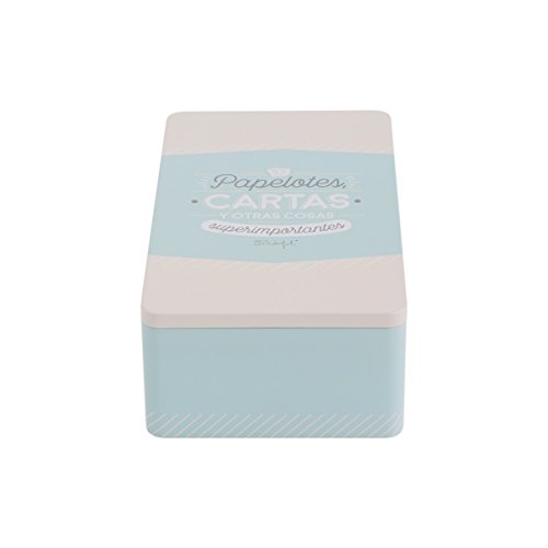 Mr. Wonderful Caja Met&aacutelica-Papelotes, Cartas y Otras Cosas superimportantes, Metal, Azul Claro, 22 x 13 x 7,3 cm