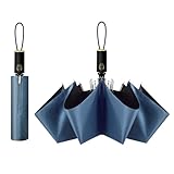 Cuby UV Sun Umbrella Compact Folding Travel Umbrella Auto Open and Close for Windproof, Rainproof & 99% UV Protection Parasol with Black Anti-UV Coating (Blue)